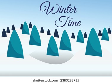 winter time in nature  forest in blue  and grey  backgrount template