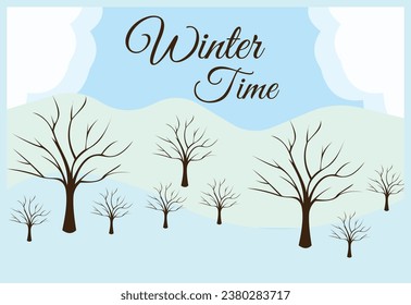 winter time in nature  forest in blue  and grey  backgrount template