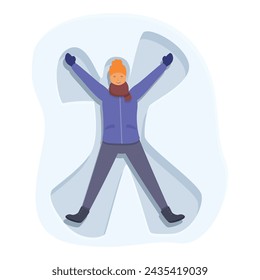 Winter time play icon cartoon vector. White snow fall. Snow angel