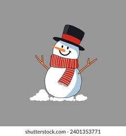 winter time snowman vector design illustration suitable for holiday, christmas, year-end themes