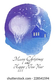 Winter time. Watercolor vector background
