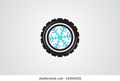 Winter tire abstract illustration snowflake