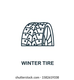 Winter Tire icon from winter collection. Simple line element Winter Tire symbol for templates, web design and infographics