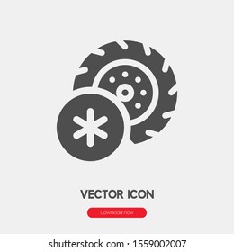 Winter tire icon vector. Winter wheel symbol. Linear style sign for mobile concept and web design. Winter tire symbol illustration. Pixel vector graphics - Vector.
