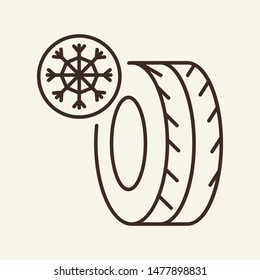 Winter tire line icon. Check up, repairment, wheel. Car repair concept. Vector illustration can be used for topics like auto service, motor maintenance, advertising