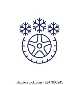 winter tire line icon on white