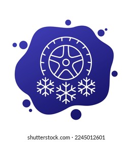 icono de la línea de neumático de invierno, vector