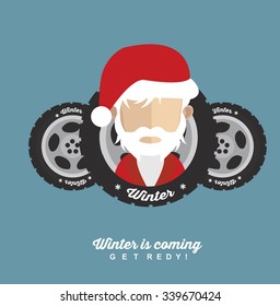 Winter tire with Santa