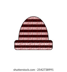 Winter toque white and red wool