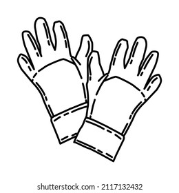 Winter Touch Screen Handschuhe für Kinder Teil von Winterzubehör und Aktivitäten handgezeichnet Symbol Set Vektorgrafik.