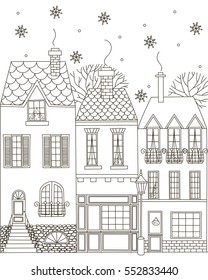 Winter town. Coloring Book.