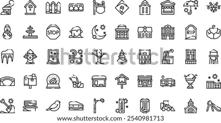 Winter town icons High-Quality Vector Icons Collection with Editable Stroke. Ideal for Professional and Creative Projects.