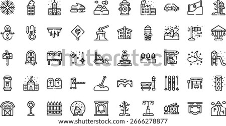 Winter town icons High-Quality Vector Icons Collection with Editable Stroke. Ideal for Professional and Creative Projects