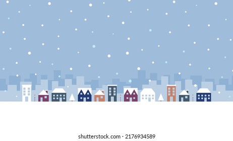 Winterstadtlandschaft, Vektorgrafik. Kann für Urlaubskarten, Banner, Hintergrund oder Schnee-Design verwendet werden.