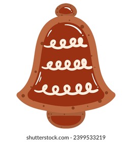Traditioneller Pfefferkuchen im Winter. Glocke mit roter und weißer Verglasung