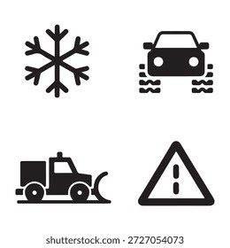 Winter traffic design representing vehicles affected by heavy snowfall