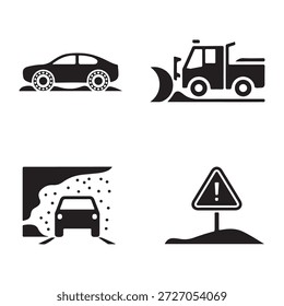 Diseño gráfico de tráfico invernal inspirado en el transporte urbano nevado