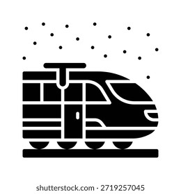 Ilustração de vetor de transporte de trem de inverno, ícone de estilo sólido