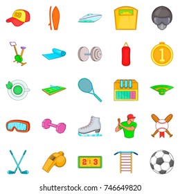 Winter training icons set. Cartoon set of 25 winter training vector icons for web isolated on white background