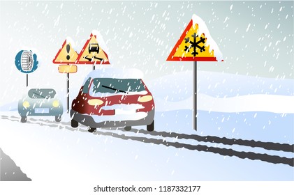 Winter transport issues. Hello winter background.