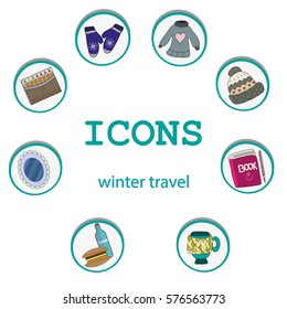winter travel icons 