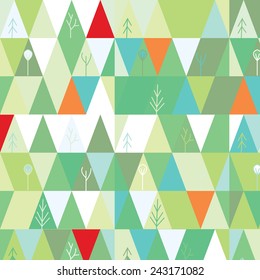 Winter tree background in geometric simple style