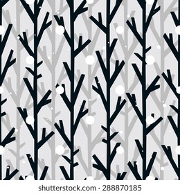 Winter tree background. Seamless pattern. Vector.