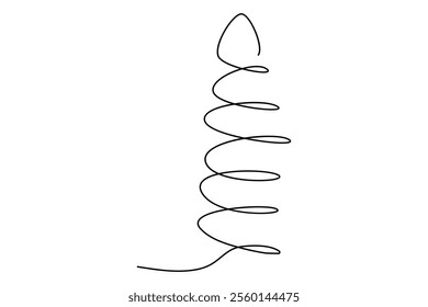 Winter tree Continuous one line drawing on on white background. Vector illustration