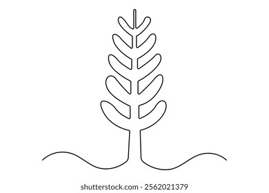 Winter tree Continuous one line drawing on white background. Vector illustration