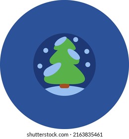 Winter tree covered in snow, illustration, vector on a white background.