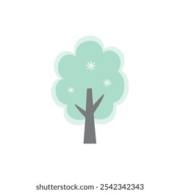 Winter tree element isolated on white background.