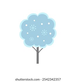 Winter tree element isolated on white background.