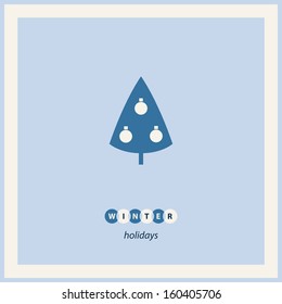Winter tree frame. Vector illustration.