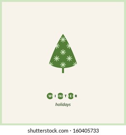 Winter tree frame. Vector illustration.