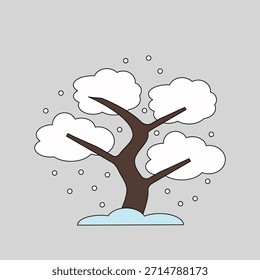 Design de ícone de árvore de inverno com formas de galho neve e aparência plana mínima simples