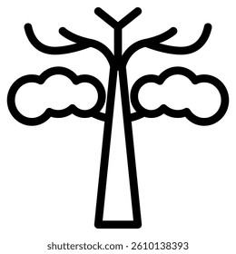 Winter tree icon in line art. outline style. Isolated on white Background