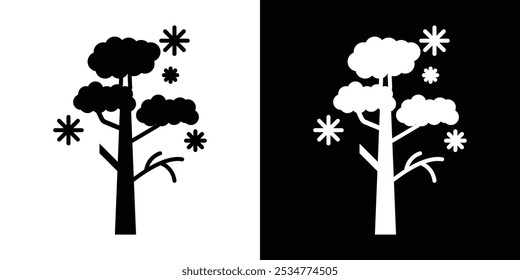 Winter tree icon linear logo isolated