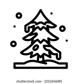 Winter tree icon with outline style | Spruce icon | Winter icon