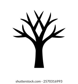 Winter tree icon silhouette vector illustration on white background.
