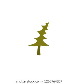 Winter tree icon with wind . Green tree icon. Christmas tree icon.