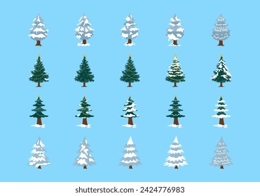 Winter Tree Illustration Element Set