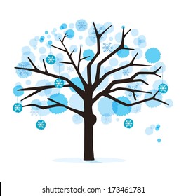 Winter tree isolated on white 