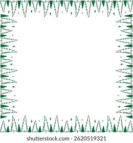 Winter tree New Year frame. Cute simple Christmas tree frame. Nature template to write text matter