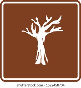 winter tree with no leaves brown vector sign