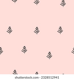 Winter tree scandinavian seamless pattern.Christmas tree simple hand drawn illustration for holiday decor,home interior,packaging design,wrapping paper, New year decor.