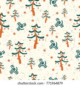 Winter tree. Seamless pattern