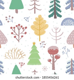 Winter tree seamless pattern good for winter festival, Holiday and celebration.