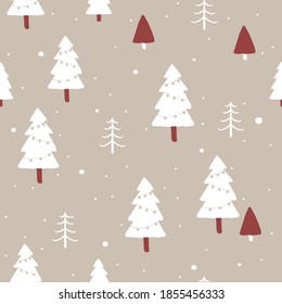 Winter tree seamless pattern good for winter festival, Holiday and celebration.