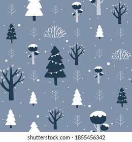 Winter tree seamless pattern good for winter festival, Holiday and celebration.
