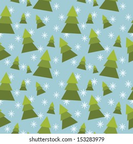 winter tree seamless pattern. vector christmas background